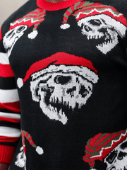 Christmas Pattern Color Block Sweater