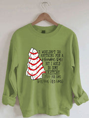 Christmas Tree Cake Print Sweatshirt