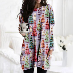 Christmas Tree Cute Cat 3D Print Tunic