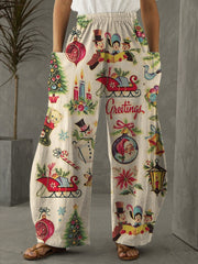 Christmas Retro Print Casual Pants