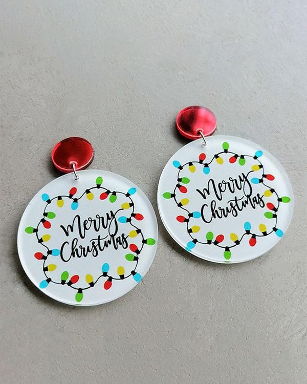 Christmas Lights Round Christmas Tree Earrings