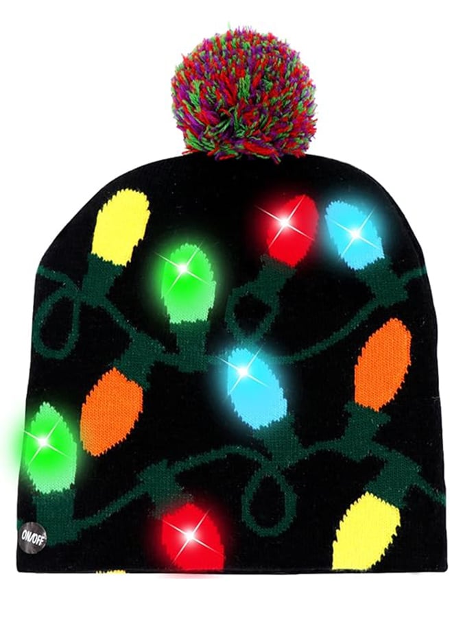 Led Christmas Hat, Light Up Christmas Hat Christmas Beanie 6 Colorful Lights Unisex Knitted Beanie Holiday For Party