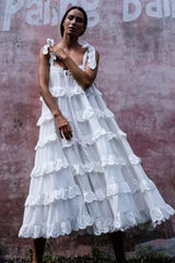 Flowy Self Tie Layered Babydoll Beach Dress