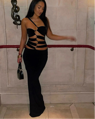 Playing Dress Up Black Cut Out Front Maxi Dress