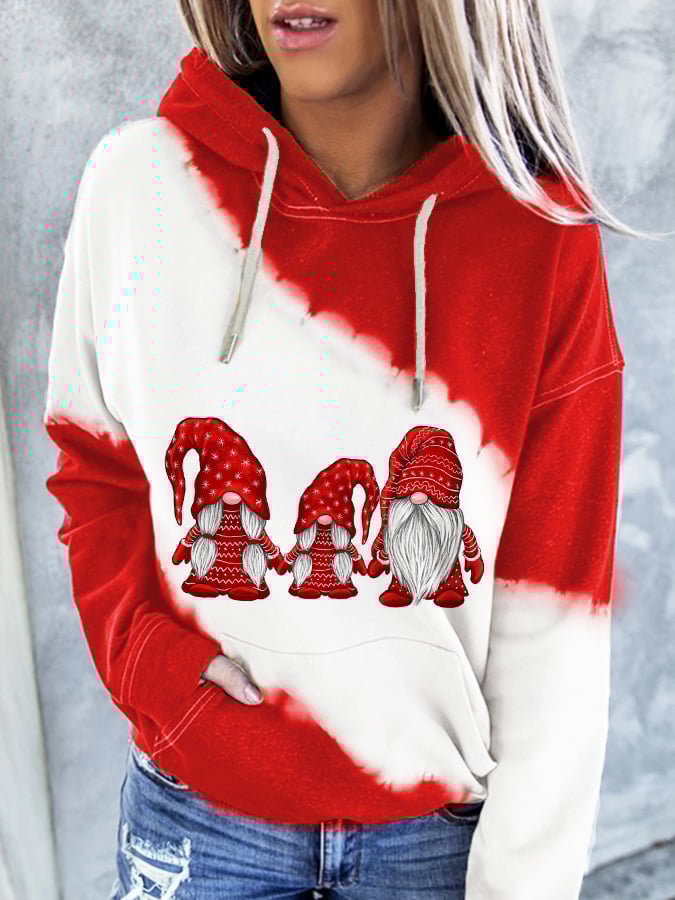 Christmas Gnome Print Hoodie