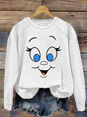 Christmas Cartoon Cindy Lou Who Face Print Sweatshirt
