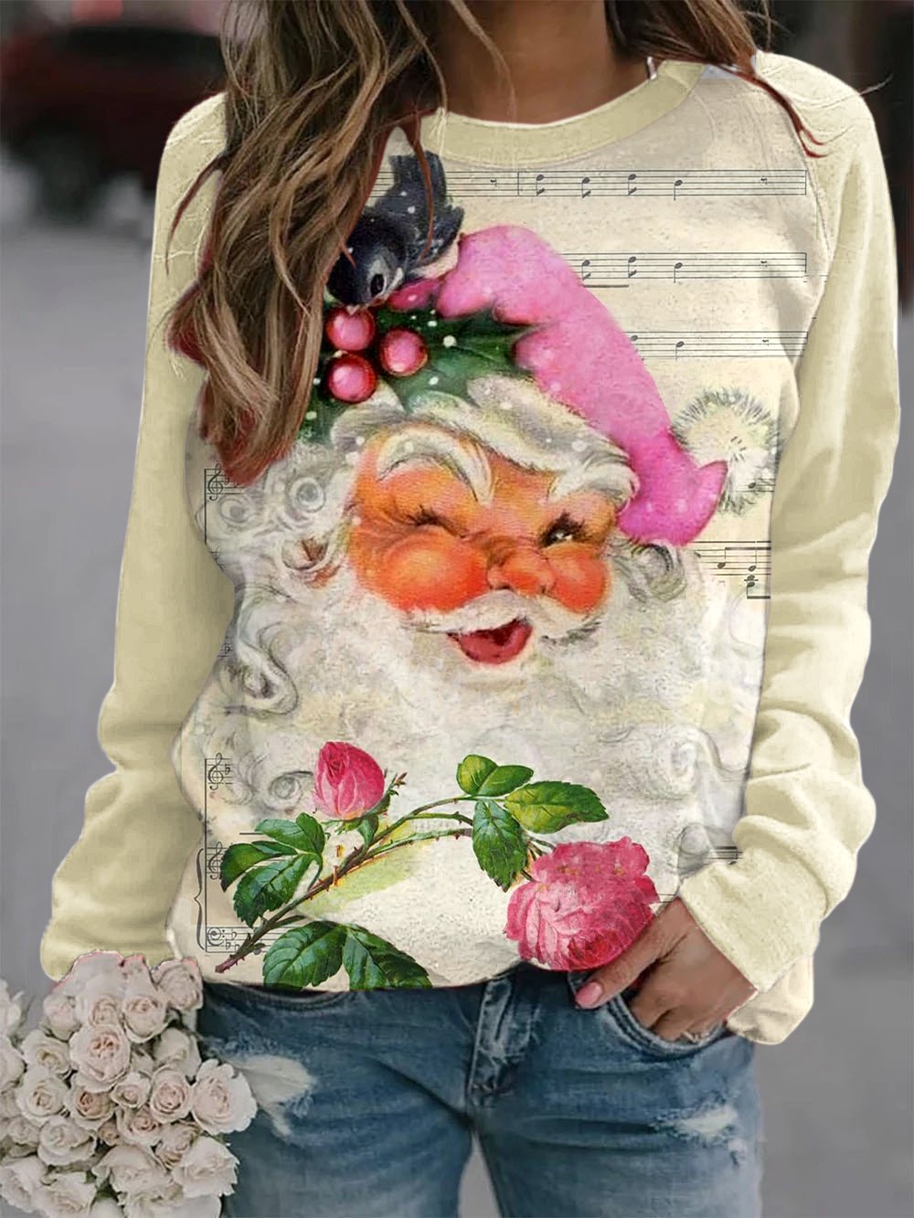 Christmas Santa Claus Print Sweatshirt