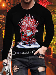 Christmas Print Crew Neck Long Sleeve T-Shirt