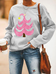 Pink Christmas Tree Casual Sweatshirt