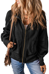 Exposed Seam Zip-Up Hoodie w/Pockets