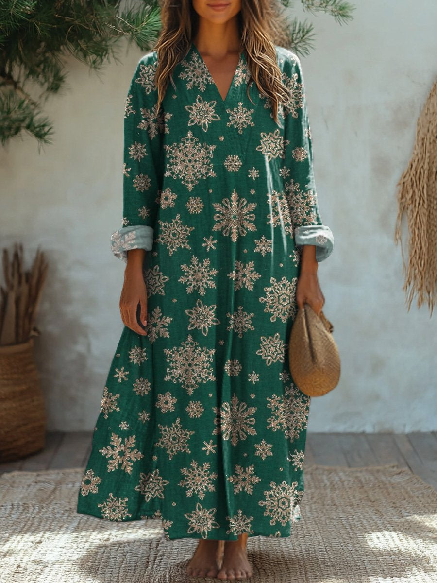 Christmas Winter Snowflake Pattern Printed Dress