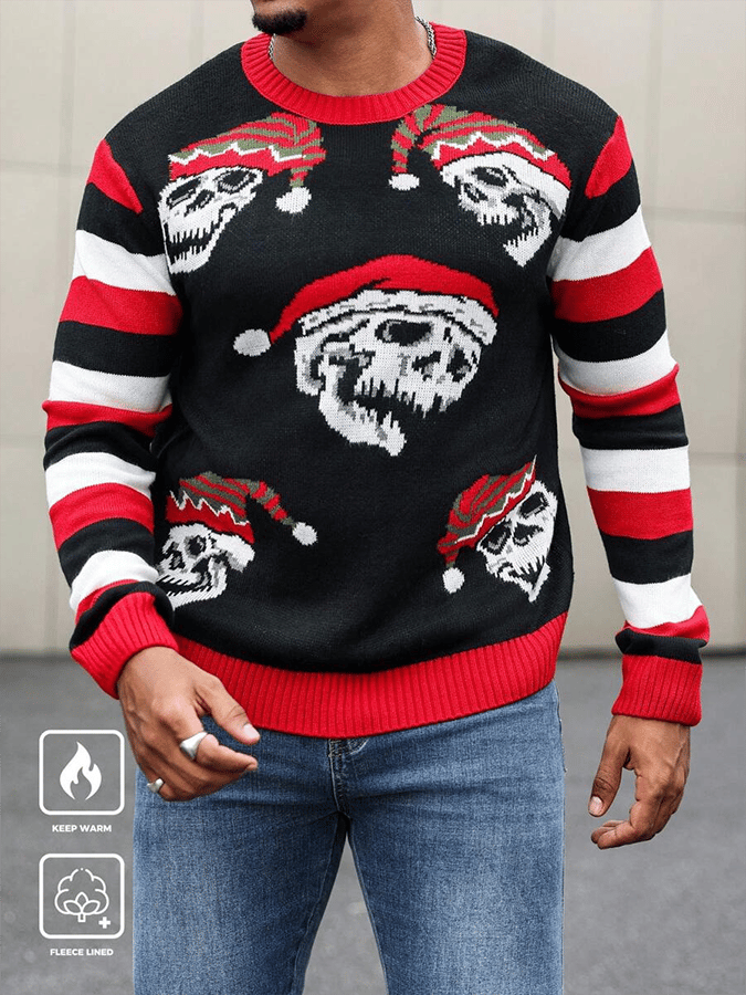 Christmas Pattern Color Block Sweater