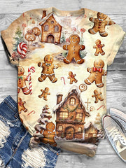 Christmas Gingerbread Man Print T-Shirt