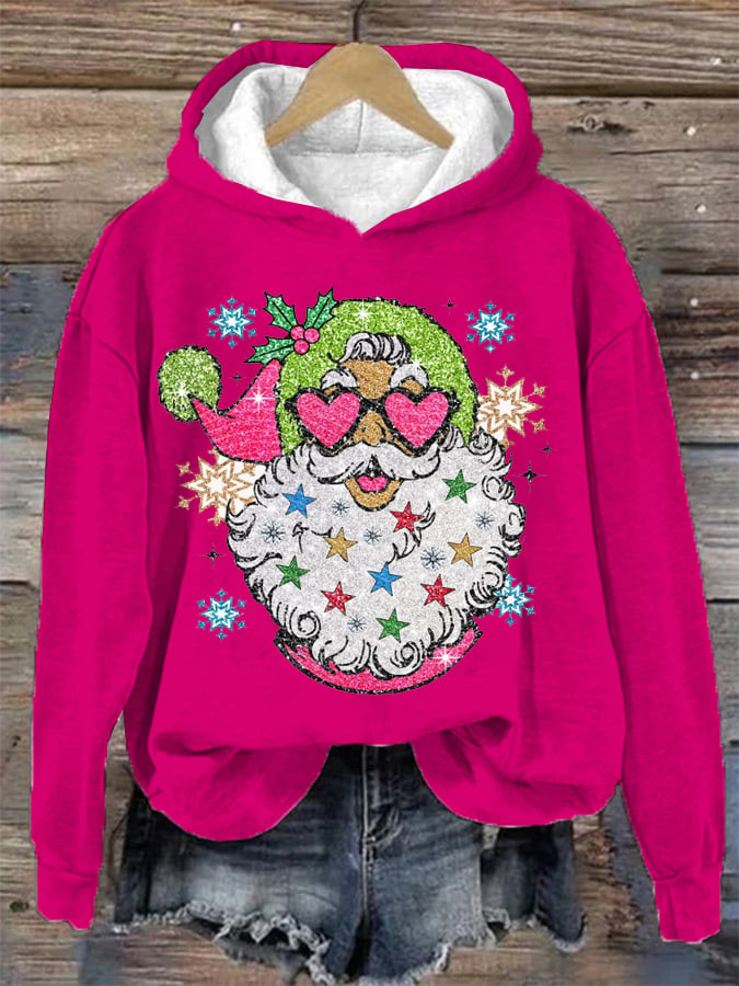 Shiny Santa Print Sweatshirt