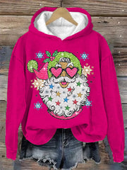 Shiny Santa Print Sweatshirt