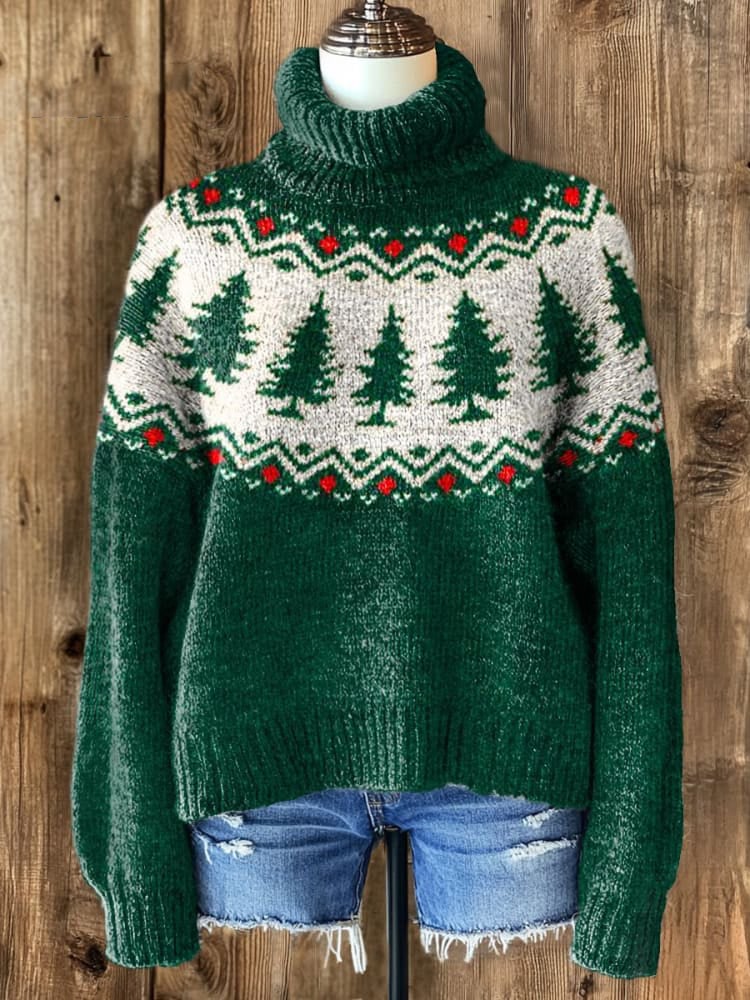 Merry Christmas Knitted Turtleneck Sweater