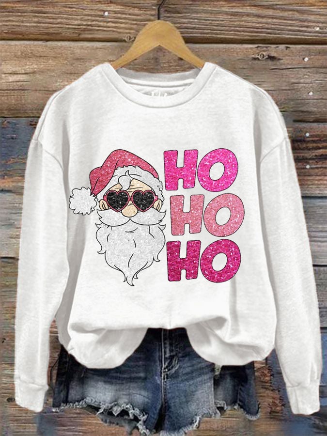 Christmas Pink Santa Ho Ho Ho printed sweatshirt