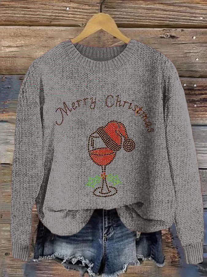 Merry Christmas Print Crew Neck Sweatshirt