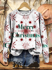 Retro Merry Christmas  Print Casual  Sweatshirt