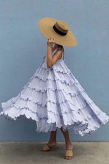 Flowy Self Tie Layered Babydoll Beach Dress