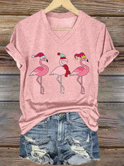 Christmas Flamingo Long Sleeve T-Shirt