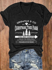 Christmas Griswold Co Christmas Tree Farm V-Neck Tee