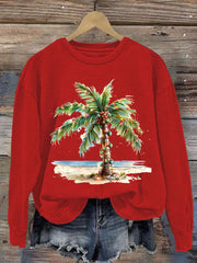 Christmas Palm Tree Christmas Tree Print Sweatshirt