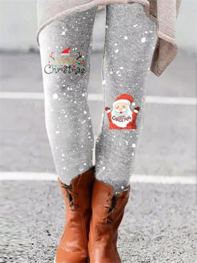 Grey Warm Christmas Cozy Knit Leggings