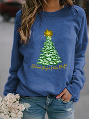 Merry Christmas Tree Print Sweatshirt