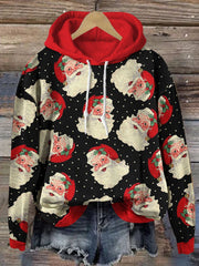 Lovely Christmas Santa Art Print Casual Hoodie Sweatshirt