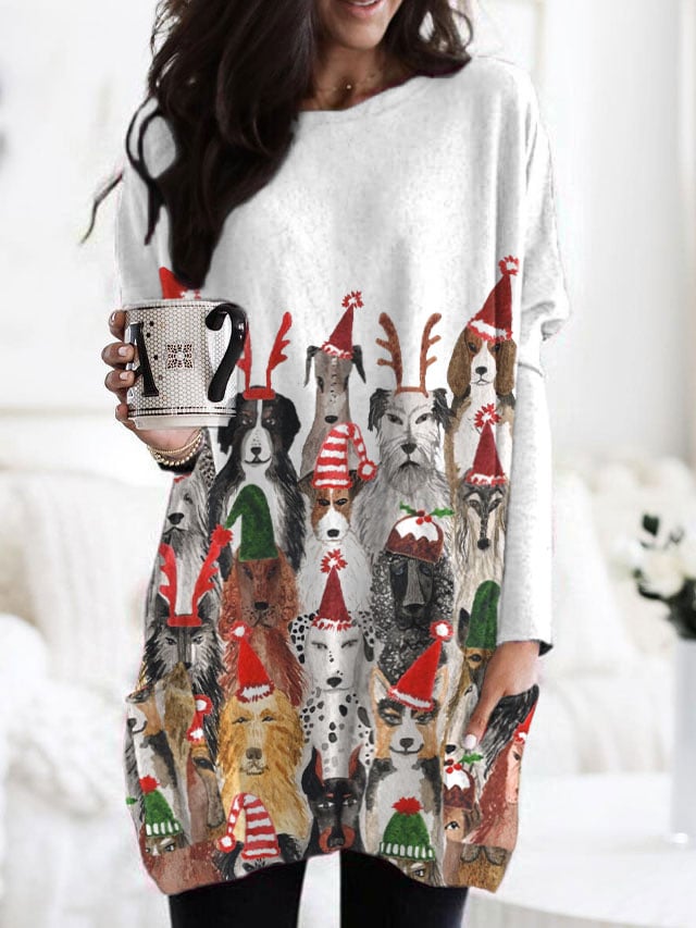 Christmas Dog Print Dress