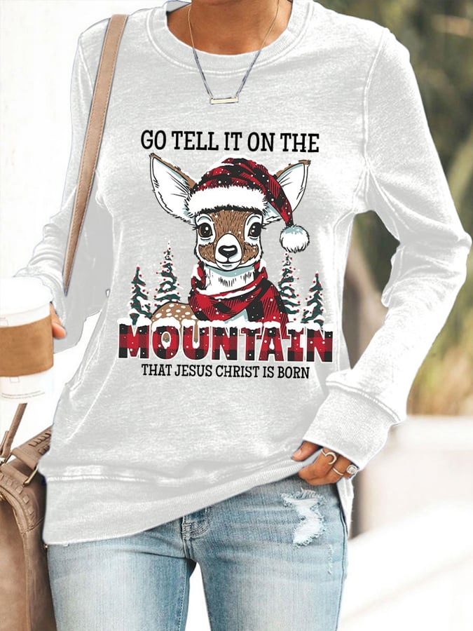 Christmas Tell It Printed Sweatshirt