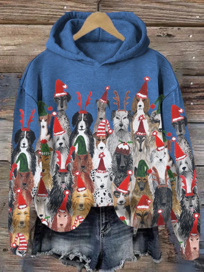 Christmas Dog Print Hoodie