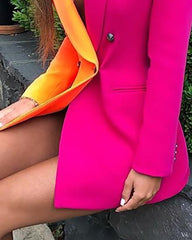Colorblock Patchwork Long Sleeve Blazer Dress