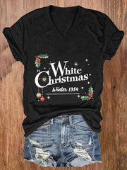 Women'S White Christmas Printed Casual T-Shirt