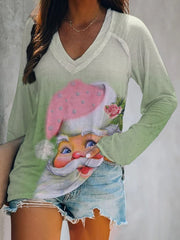 Christmas Women's Casual Printed Long Sleeve T-Shirt