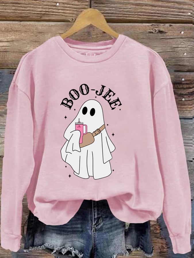 Casual Boo Jee Print Long Sleeve Sweatshirt