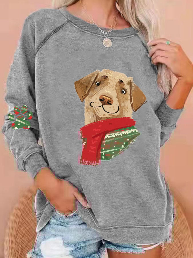 Christmas Dog Print Sweatshirt