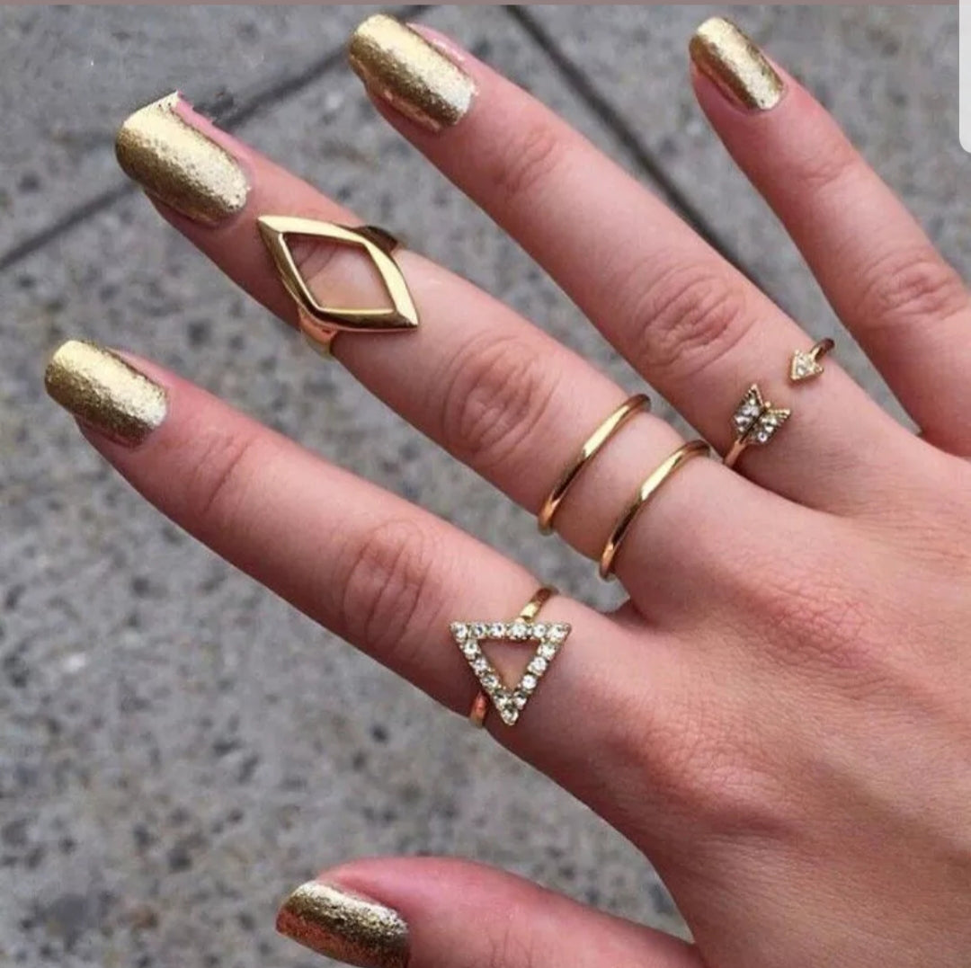5Pcs/Set Mid Finger Ring - Gold