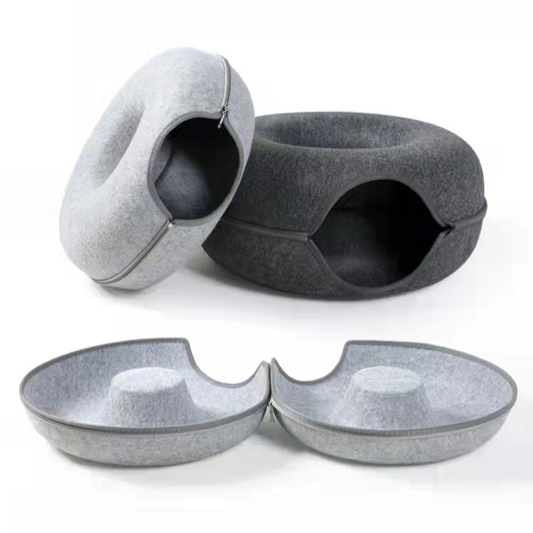 Felt Cat Donut Tunnel Bed