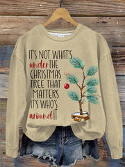 Christmas Tree Print Round Neck Long Sleeve Top