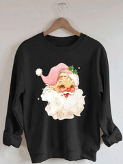 🔥Christmas Pink Santa Print Sweatshirt