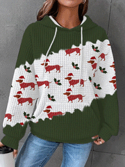 Christmas Dachshund Print Hooded Sweatshirt