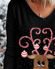 Christmas Elk Print Tunic Pullover