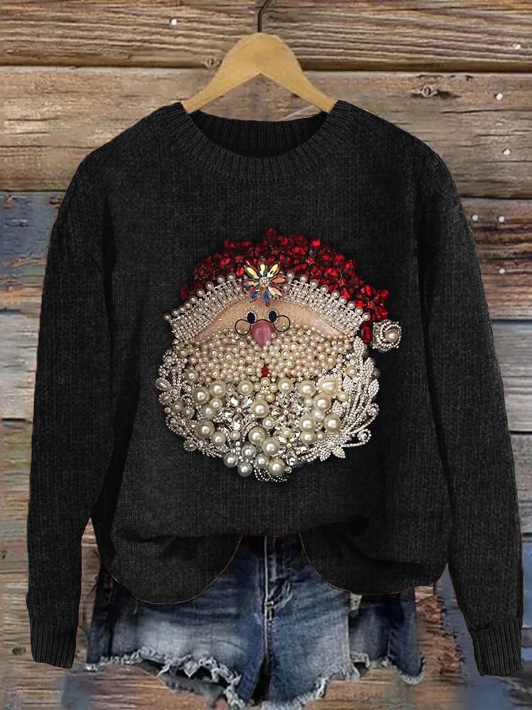 Christmas Santa Claus Jewel Art Crew Neck Sweatshirt
