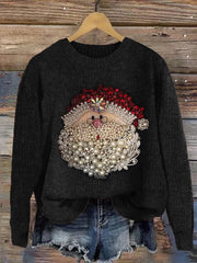 Christmas Santa Claus Jewel Art Crew Neck Sweatshirt