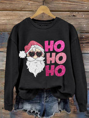Christmas Pink Santa Ho Ho Ho printed sweatshirt