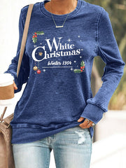 Women's White Christmas Print Casaul Sweatshirt