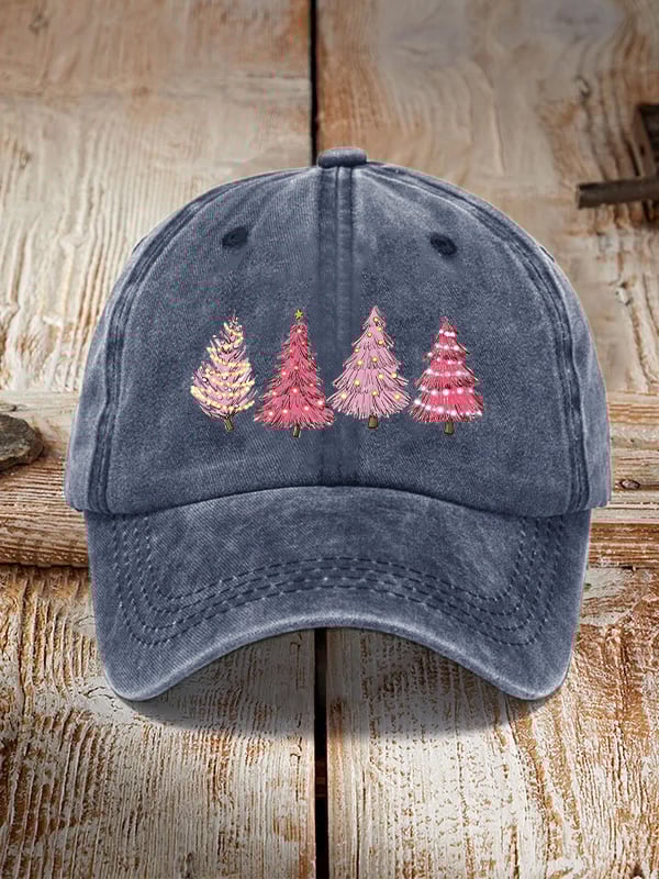 Pink Christmas tree print unisex hat