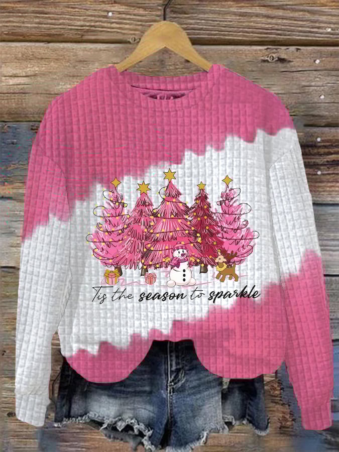 tis the season to sparkle Christmas tree waffle sweatshirt